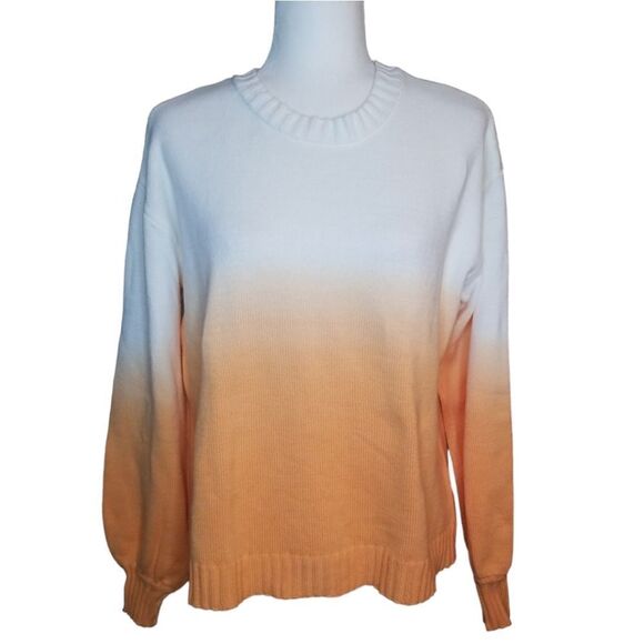 Ella Rafaella Ombre Pullover Sweater Mock Orange White Knit Size XL - Picture 10 of 10